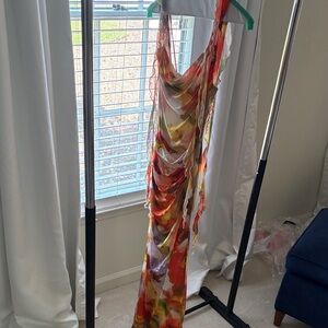 ASOS Colorful Draped Fitted Maxi Dress
